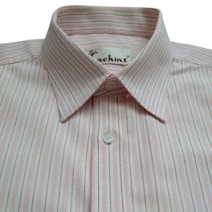 KACHINS Men's Cotton Custom Made to Order Dress Shirt Pink Stripes